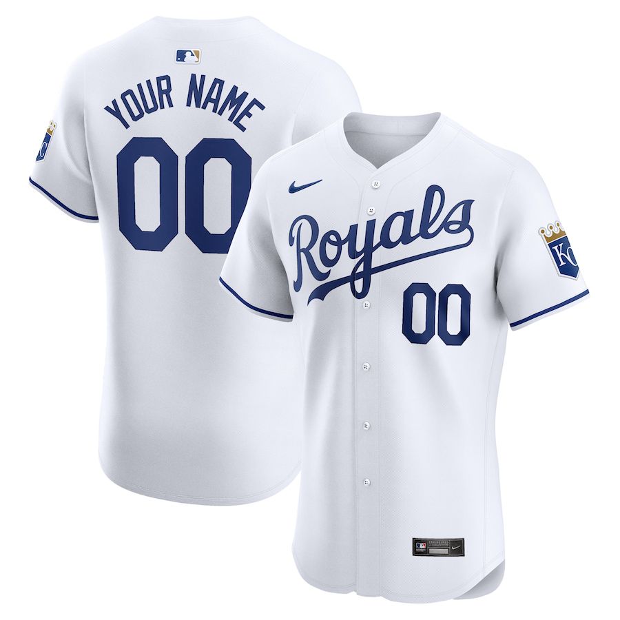 Men Kansas City Royals Nike White Home Elite Custom MLB Jersey